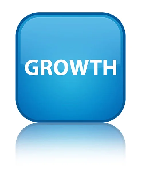 Speciální azurová modrá čtvercové tlačítko růstu — Stock fotografie