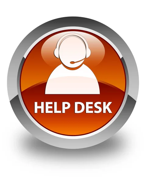 Hjälp skrivbord (customer care ikon) glänsande bruna runda knappen — Stockfoto