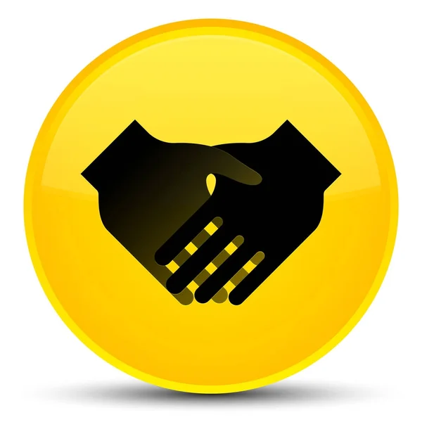 Handshake icon special yellow round button