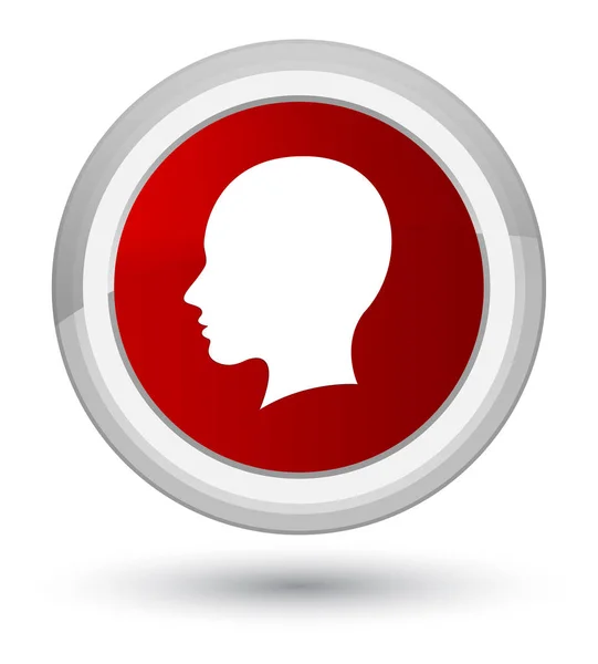 Head female face icon prime red round button — Stock Photo, Image