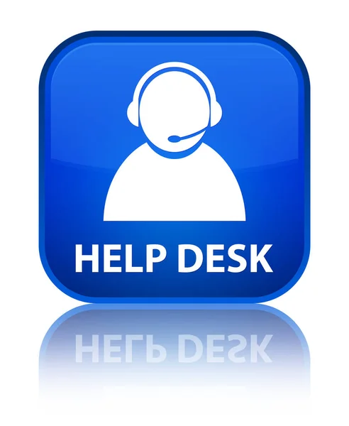 Biurko (ikona opieka klienta) specjalne niebieski kwadrat przycisk Pomoc — Zdjęcie stockowe