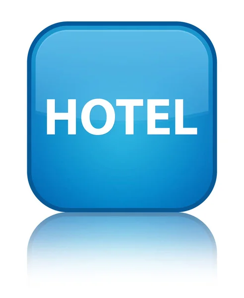 호텔 특별 시안색 파란색 사각형 버튼 — 스톡 사진