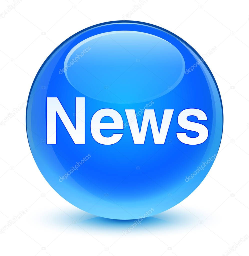 News glassy cyan blue round button
