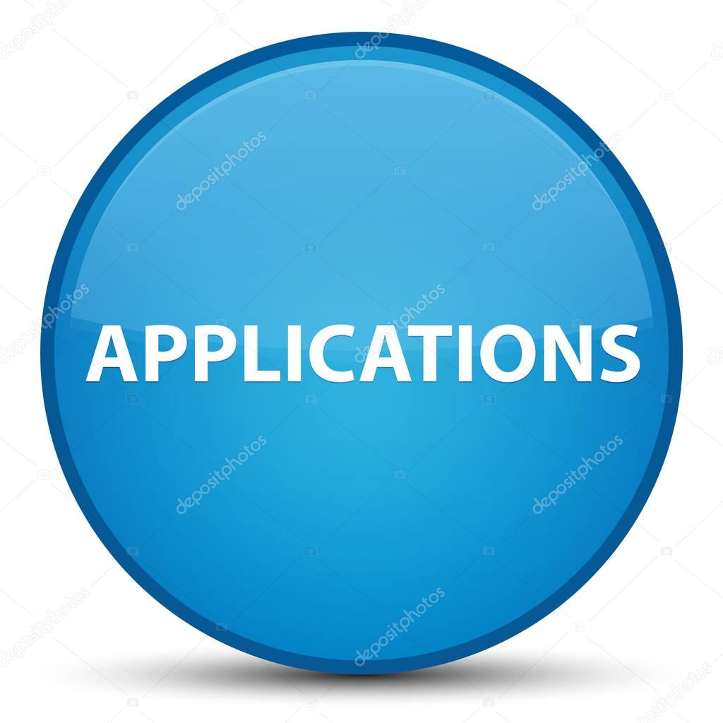 Applications special cyan blue round button