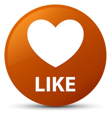 (Kalp simgesi) kahverengi yuvarlak gibi düğmesini