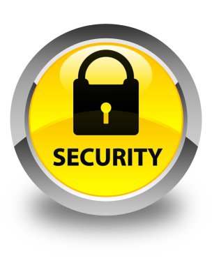 Güvenlik (asma kilit simgesi) parlak sarı yuvarlak düğmesi