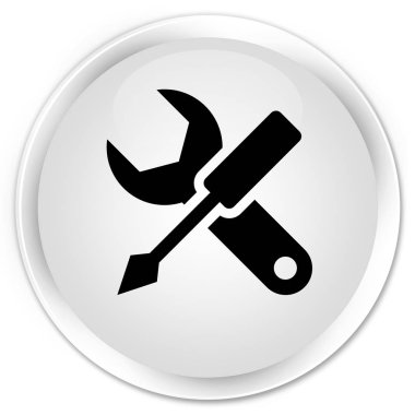 Ayarları simgesi premium beyaz yuvarlak düğmesi