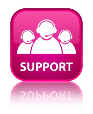 Destek (müşteri bakım ekibi simgesi) özel pembe kare düğme