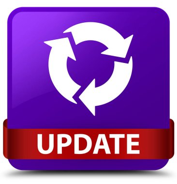 Güncelleştirme (yenileme simgesi) mor kare düğme kırmızı kurdele orta