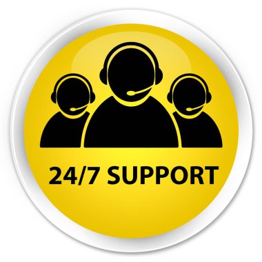 24/7 Destek (müşteri bakım ekibi simgesi) premium sarı yuvarlak popo