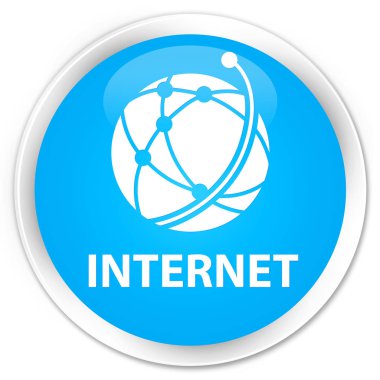 Internet (küresel ağ simgesini) sigorta primi camgöbeği mavi yuvarlak düğmesi