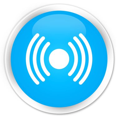 Ağ sinyali kutsal kişilerin resmi sigorta primi camgöbeği mavi yuvarlak düğme