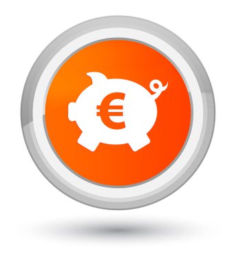 Kumbara euro işareti simgesi turuncu yuvarlak düğmesine asal