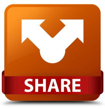 Kahverengi kare düğme kırmızı kurdele orta paylaşmak