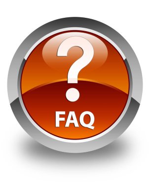 Sıkça Sorulan Sorular (soru simgesi) parlak kahverengi yuvarlak düğmesi