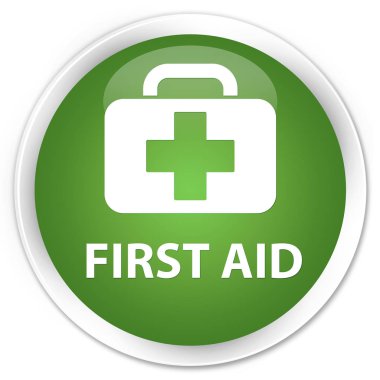 İlk yardım sigorta primi yumuşak yeşil yuvarlak düğmesi