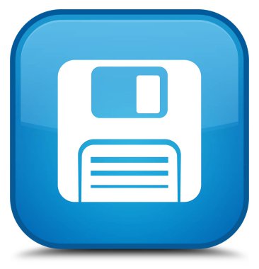 Disket simgesini özel camgöbeği mavi kare düğme