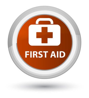 İlk yardım ilk kahverengi yuvarlak düğmesi