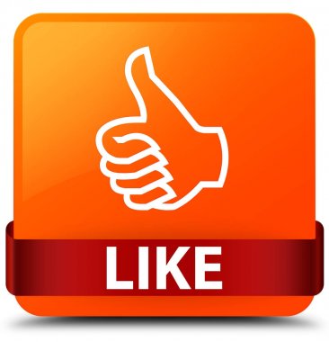 Turuncu kare düğme kırmızı kurdele gibi ortada