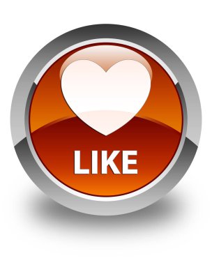 (Kalp simgesi gibi) parlak kahverengi yuvarlak düğmesi