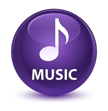 Müzik camsı mor yuvarlak düğmesi