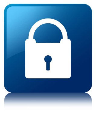 Asma kilit simgesi mavi kare düğme