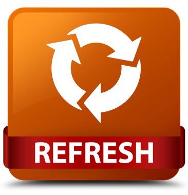 Yenileme kahverengi kare düğme kırmızı kurdele orta