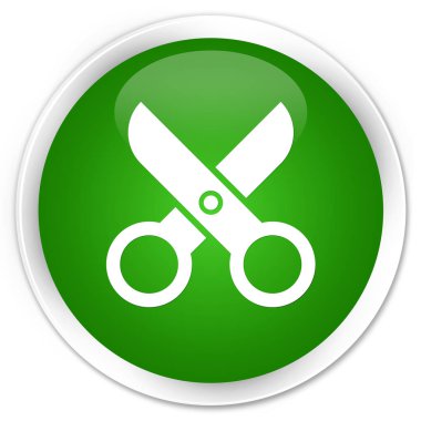 Makas simge sigorta primi yeşil yuvarlak düğmesi