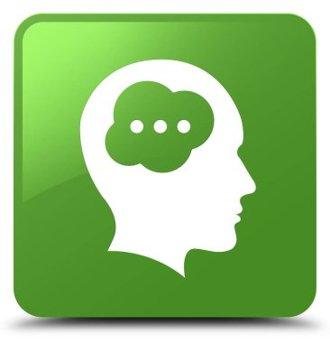 Beyin baş kutsal kişilerin resmi yumuşak yeşil kare düğme