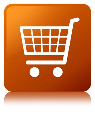 E-ticaret simgesi kahverengi kare düğme