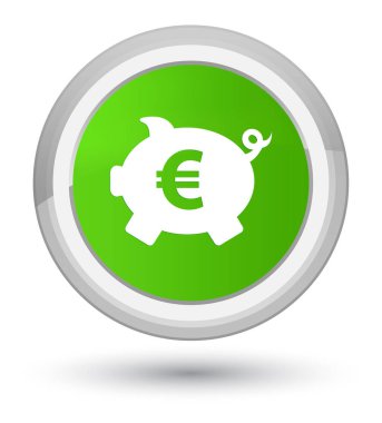 Kumbara euro işareti simgesi asal yumuşak yeşil yuvarlak düğmesi