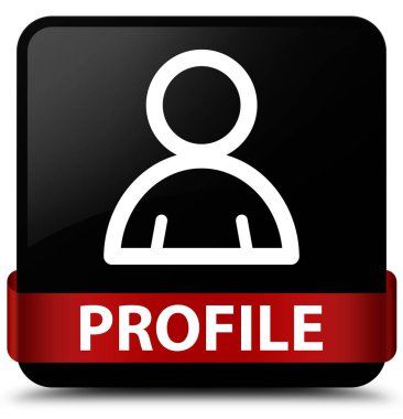 Profil (üye simgesi) siyah kare düğme kırmızı kurdele orta