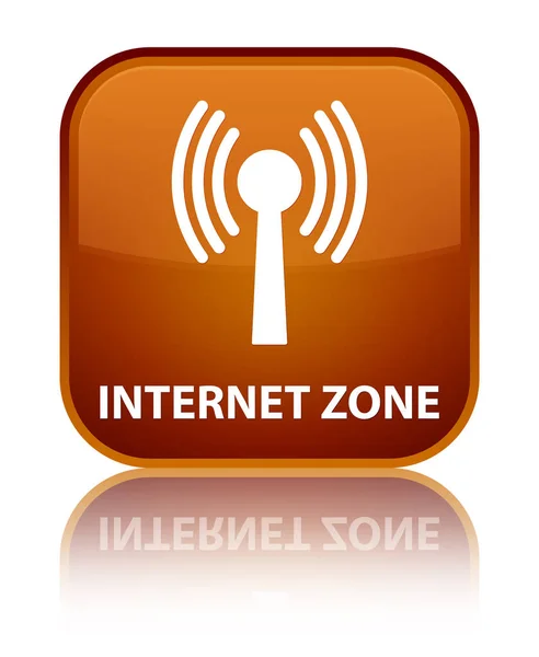 Інтернет-зона (ланцюгова мережа) спеціальна коричнева квадратна кнопка — стокове фото