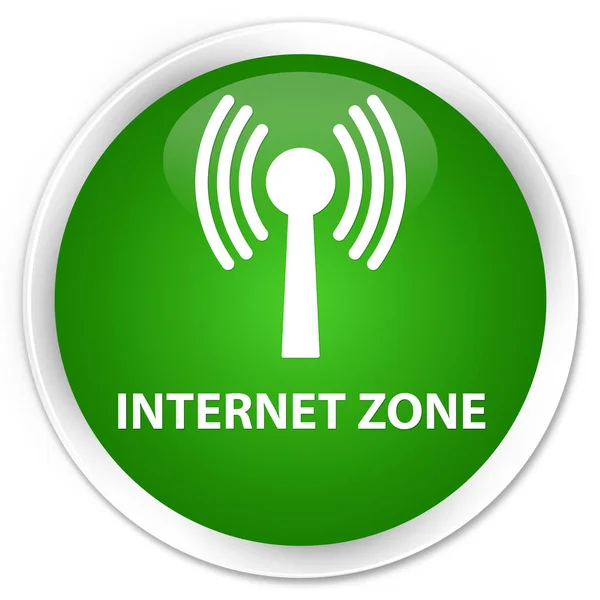 Internet zóna (wlan síť) premium zelené kulaté tlačítko — Stock fotografie
