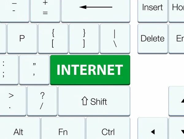 Tecla de teclado verde Internet — Fotografia de Stock