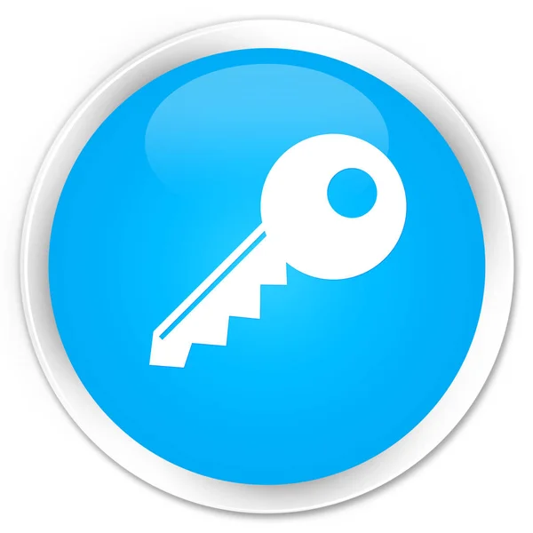 Icono clave botón redondo azul cian premium —  Fotos de Stock