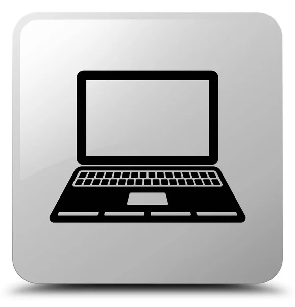 Піктограма ноутбука біла квадратна кнопка — стокове фото