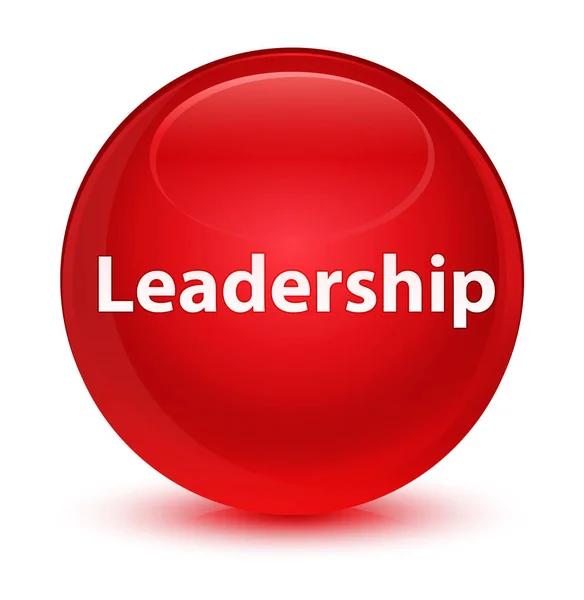 Leadership glassy red round button — Stock Photo, Image
