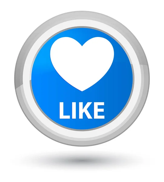 Como (ícone do coração) ciano principal botão redondo azul — Fotografia de Stock