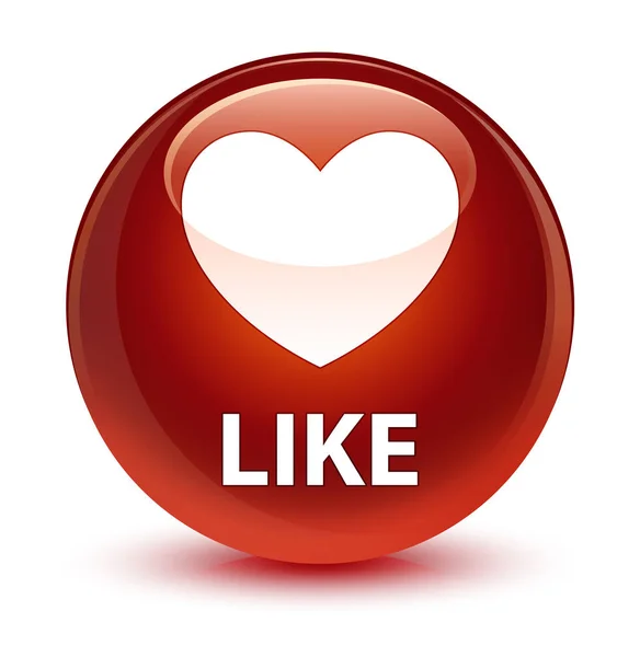 Como (ícone do coração) botão redondo marrom vítreo — Fotografia de Stock