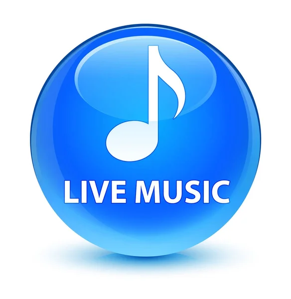 Música en vivo glassy cyan botón redondo azul — Foto de Stock