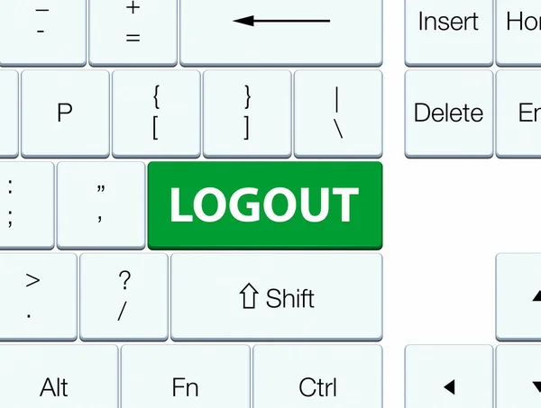 Botão de teclado verde de logout — Fotografia de Stock