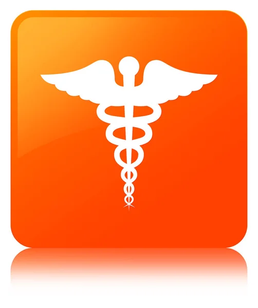 Medizinisches Symbol orange quadratischer Knopf — Stockfoto