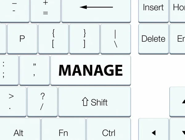 Bílá klávesnice tlačítko Spravovat — Stock fotografie
