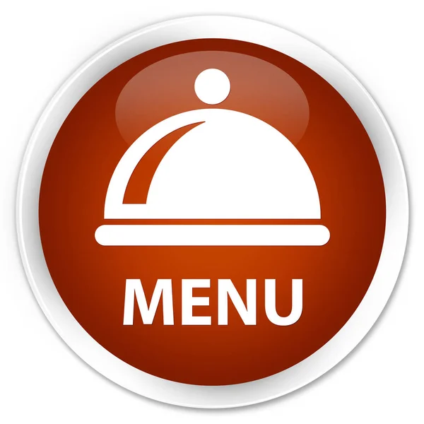 Menü (yiyecek çanak simgesi) sigorta primi kahverengi yuvarlak düğmesi — Stok fotoğraf