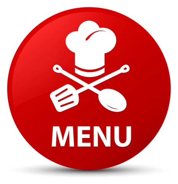 Menu (ícone do restaurante) botão redondo vermelho — Fotografia de Stock