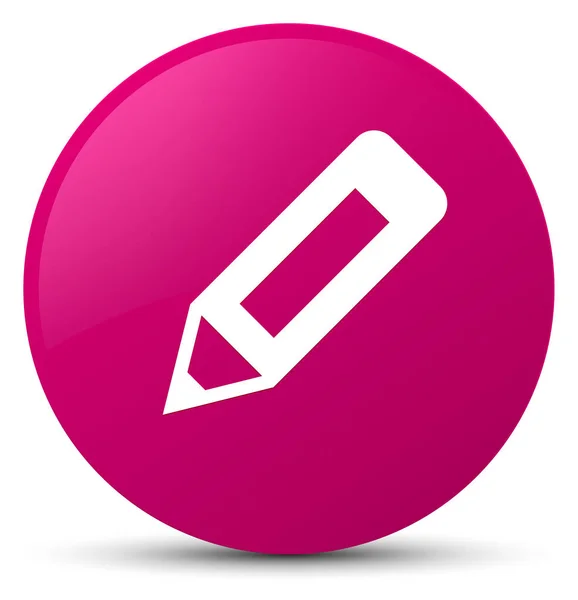 鉛筆アイコン ピンク ラウンド ボタン — ストック写真