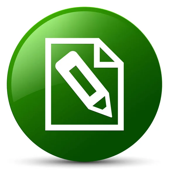 Lápis no ícone de página botão redondo verde — Fotografia de Stock