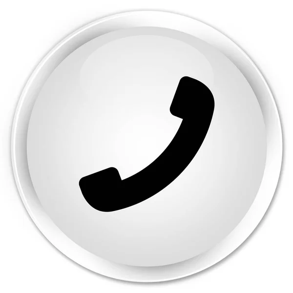 Белая круглая кнопка с изображением телефона — стоковое фото