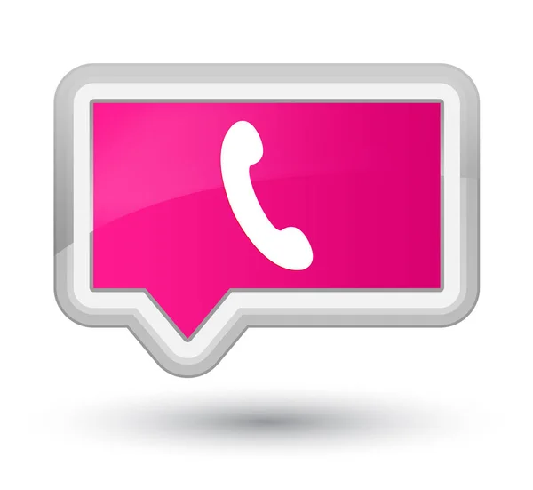 Knoop van de voornaamste roze banner van het pictogram van de telefoon — Stockfoto